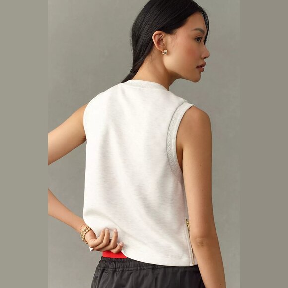 NEW Varley - Sizes S, M Women's Shea High-Neck Crop Tank Top - Ivory Marl - Picture 2 of 4